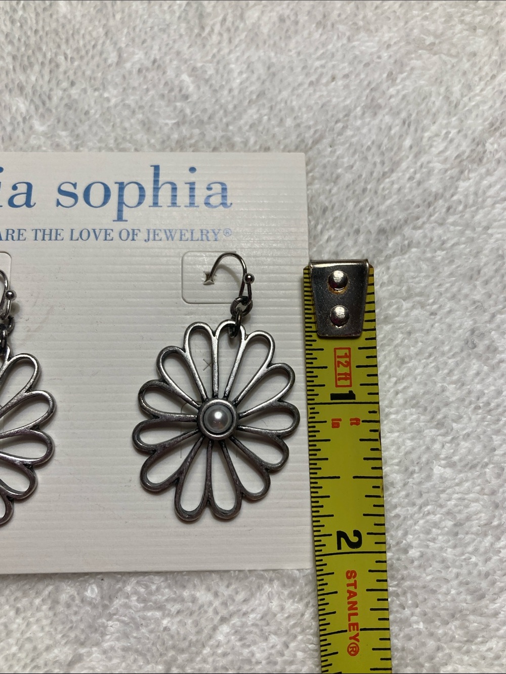 Lia Sophia Silver Daisy Outline Drop Earrings - Picture 4 of 4